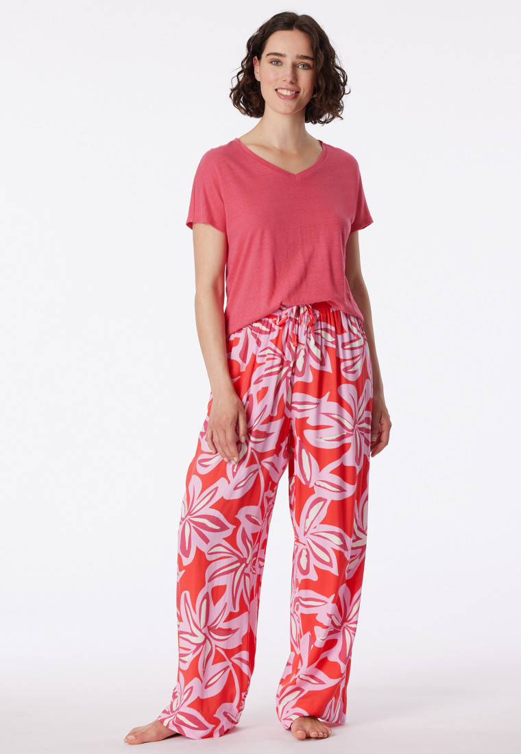 Schiesser Loungehose lang Viskose Blumenprint multicolor - Mix+Relax