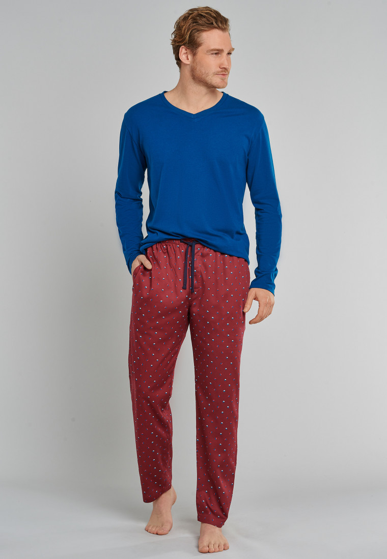 Pantalon d'intérieur long bordeaux à motifs - Mix+Relax