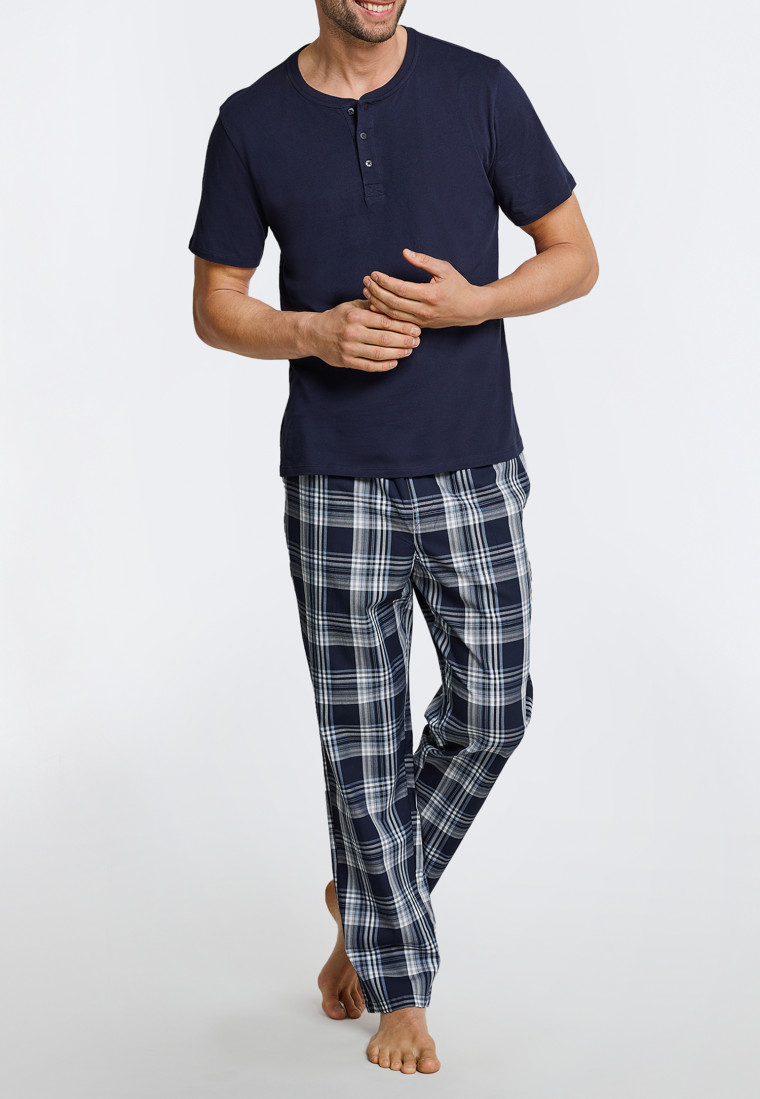 Schiesser Loungehose lang Webware dunkelblau-gemustert - Mix+Relax