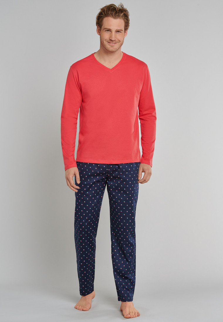 Lounge pants woven long dark blue patterned - Mix+Relax
