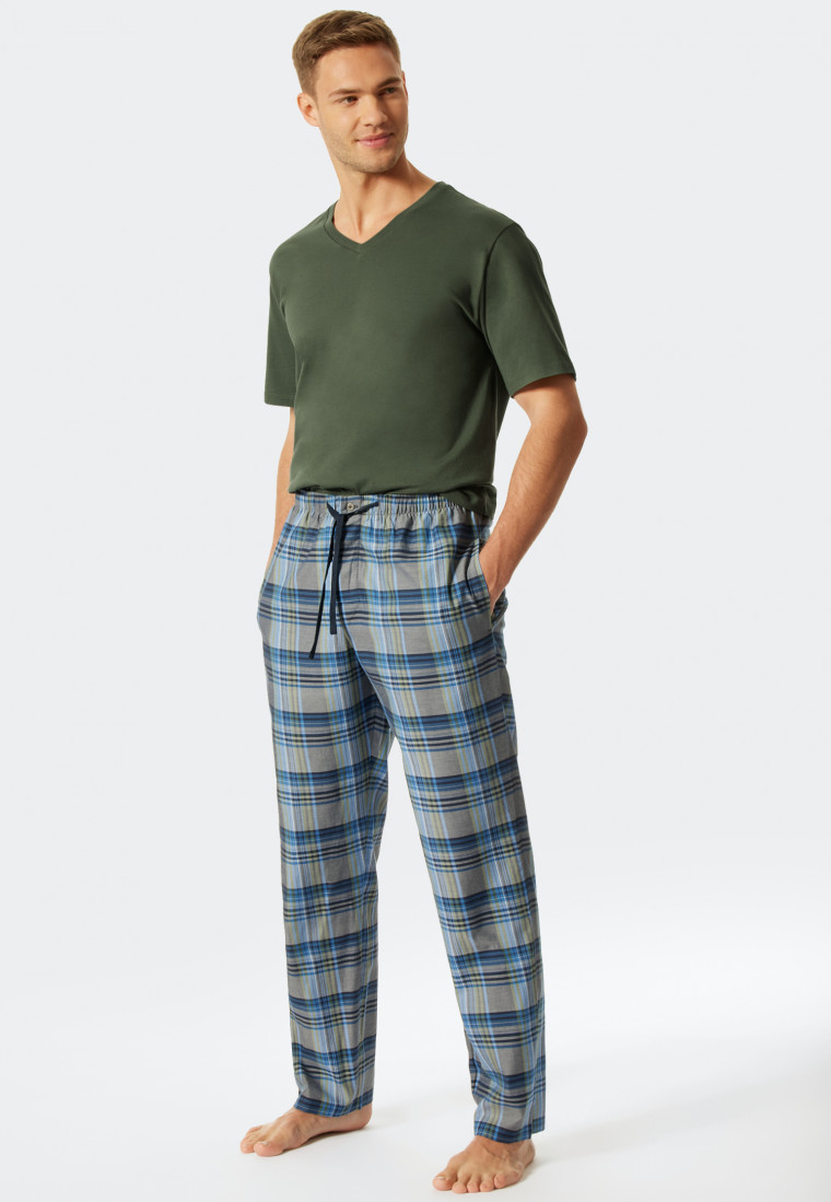 Pantalon d'intérieur long, matière tissée à carreaux, multicolore - Mix + Relax