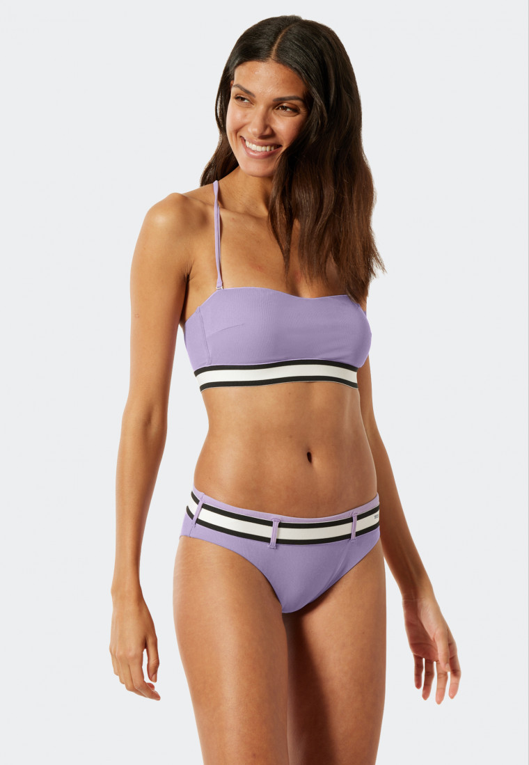 Mini bikini bottoms lined striped elastic waistband purple - California Dream