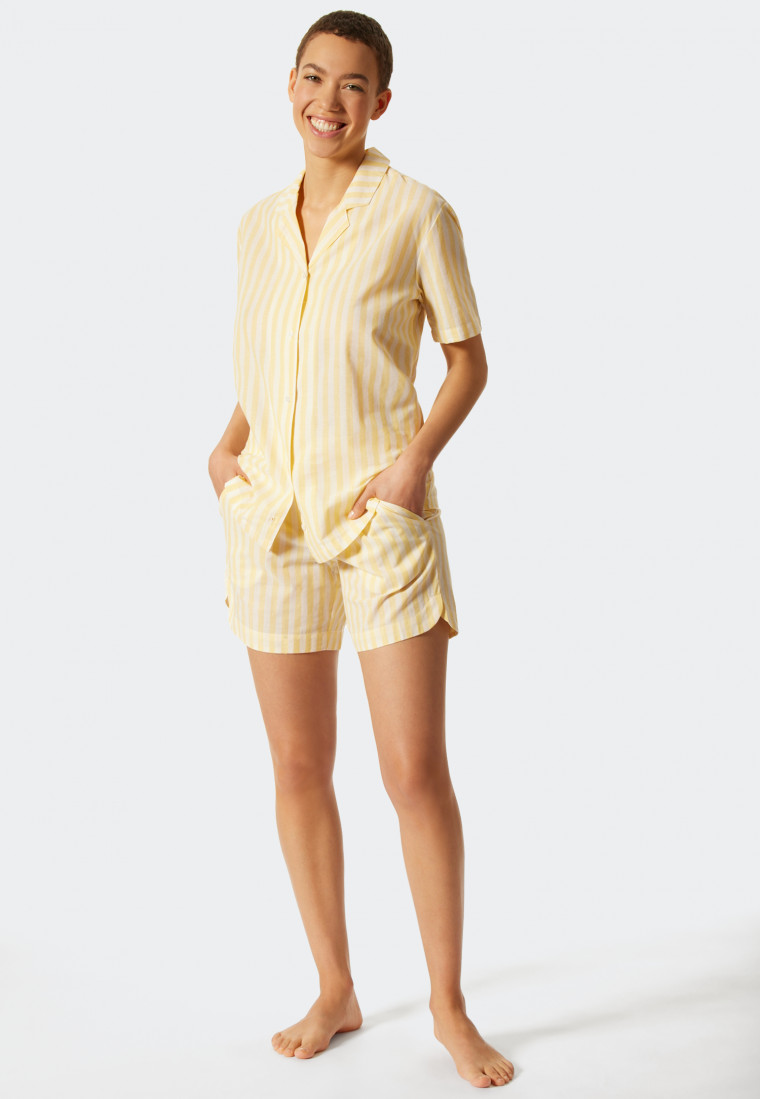 Pajamas short woven fabric stripes 