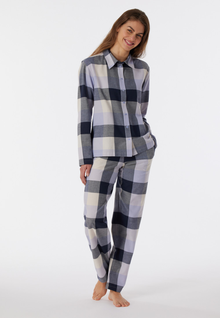 Pajamas long flannel organic cotton checked multi-color - selected! premium