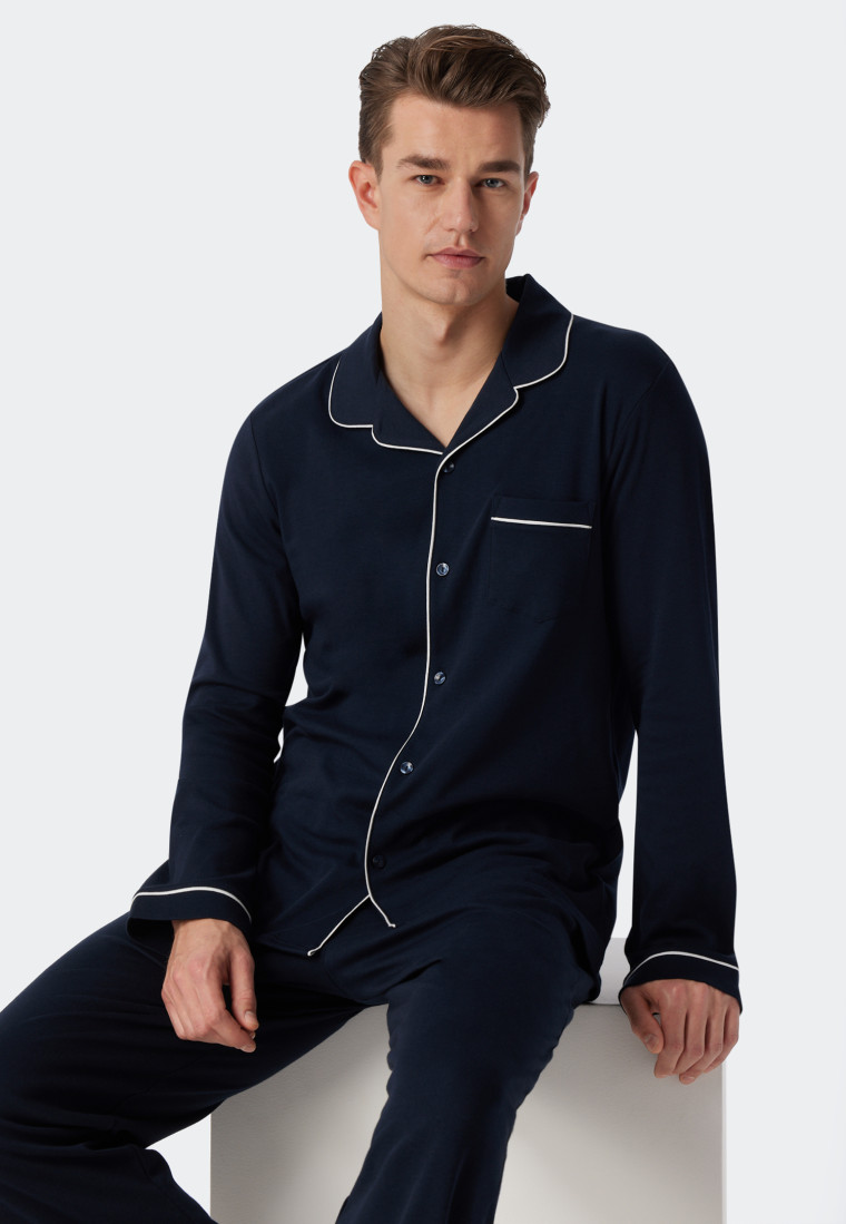 dunkelblau Interlock SCHIESSER | lang - Interlock Fine Pyjama