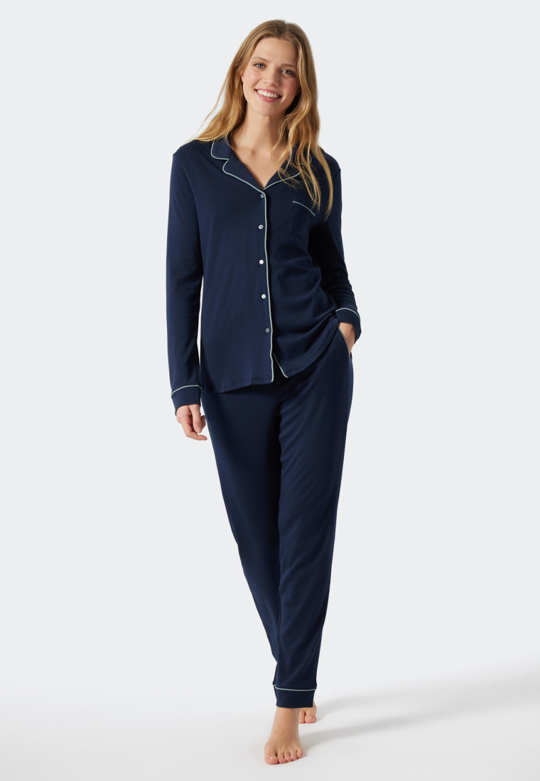 Schiesser Damen Pyjama Set Langarm - Blumenprint Nachtwäsche