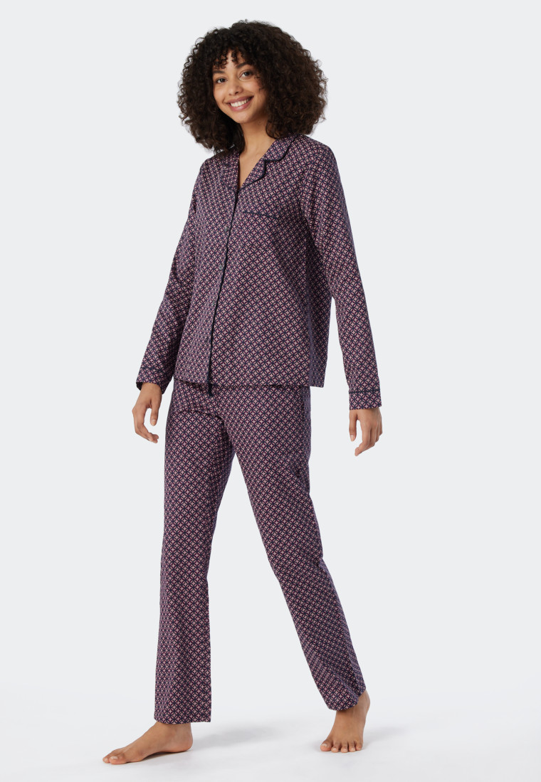 Pyjama lang Reverskragen Grafikprint lila - selected! premium inspiration
