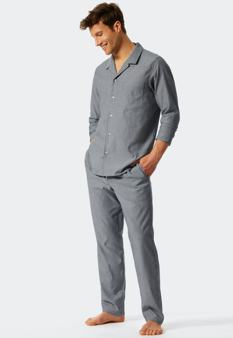 Pyjama long tissé Tencel bleu foncé - selected! premium