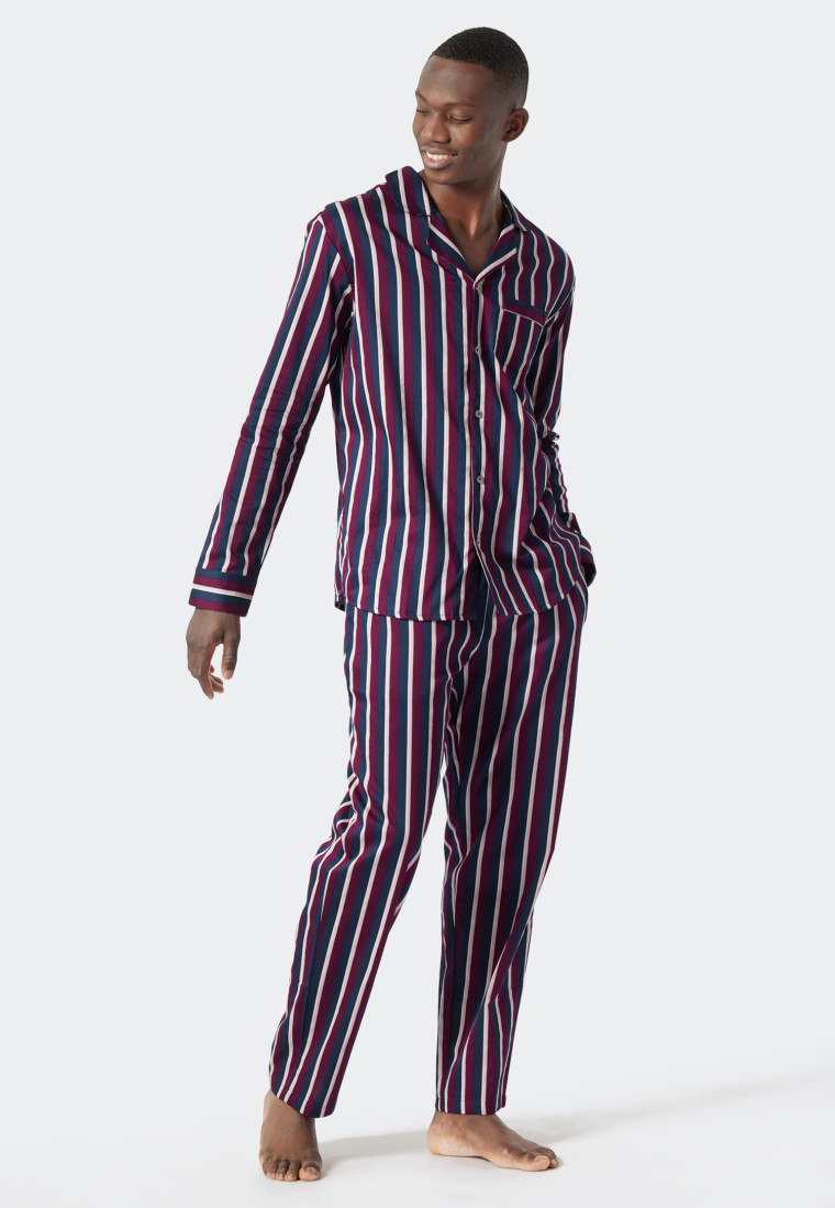 Pajamas long woven satin button placket striped multicolored - selected! premium inspiration