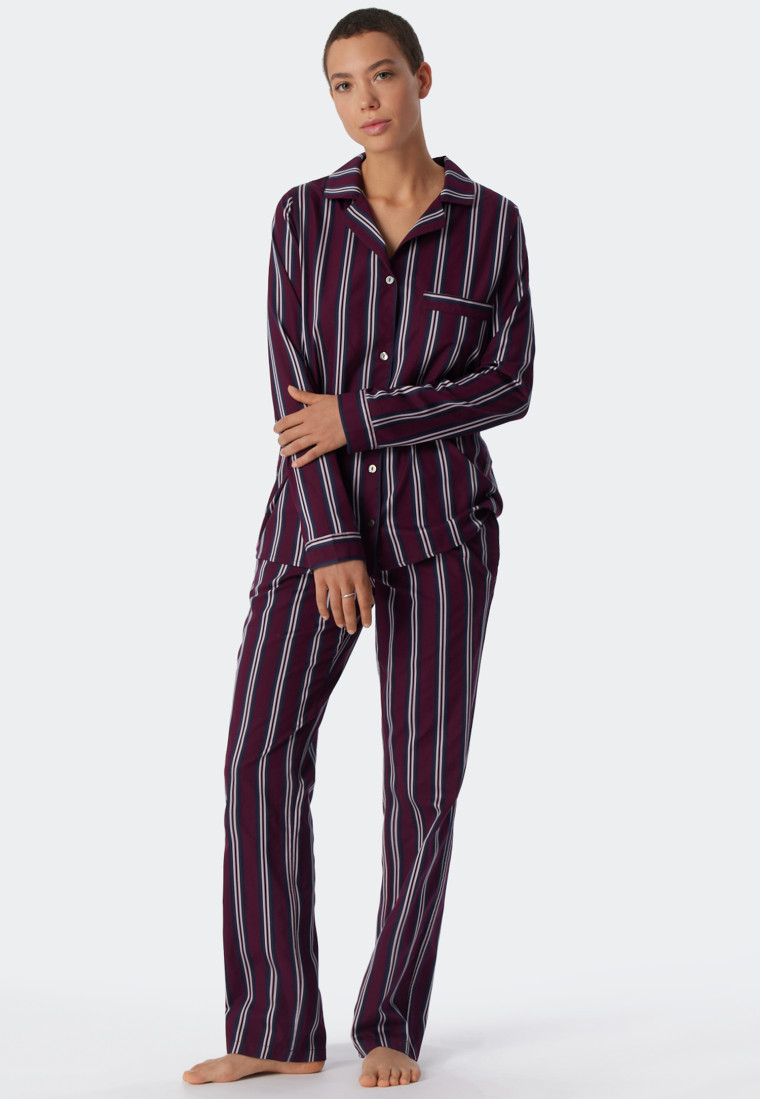 inspiration satin woven collar | lapel - long stripes lilac premium selected! SCHIESSER Pajamas