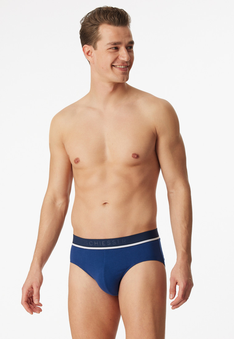 Confezione da 3 slip Rio in cotone biologico con elastico in vita blu / nero - 95/5