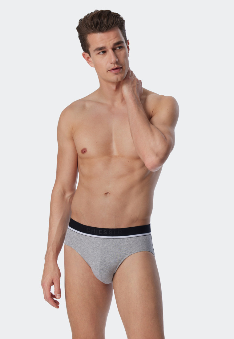 Slip Rio, confezione da 3, fascia elastica in vita in cotone organico di colore nero/grigio - 95/5