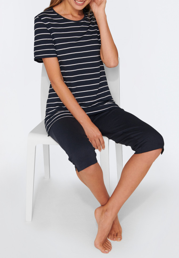 Pajamas 3/4 length stripes midnight blue - Original Classics