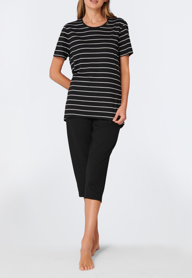 Pajamas 3/4 length stripes black – selected! premium