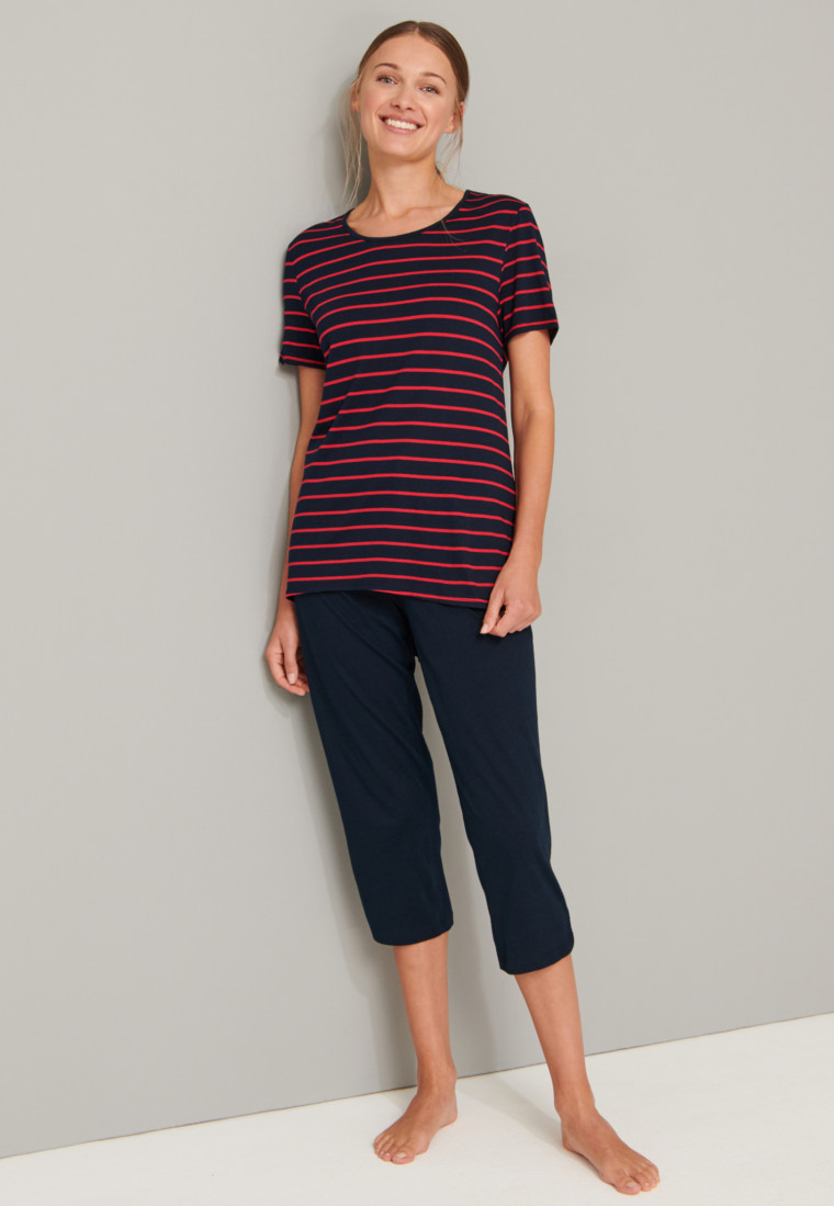 Pyjama 3/4 rayures noires-rouges - selected! premium inspiration