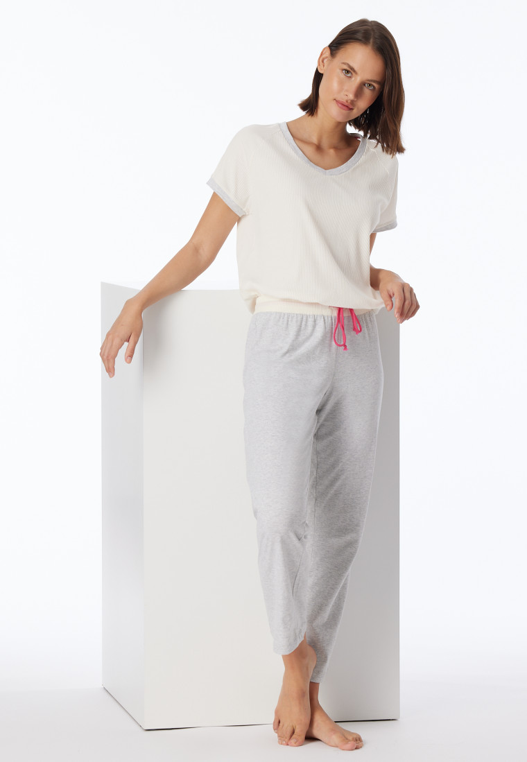 Pyjamas 7/8-long organic cotton cream - Casual Nightwear