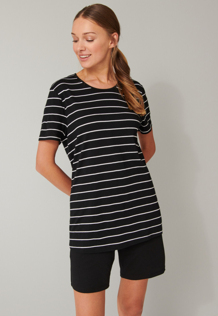 Pajamas short Bermuda stripes black - selected! premium