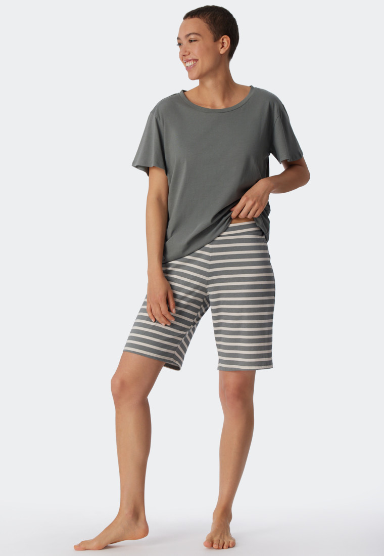 Pyjama kort biologisch katoen jade - Essential Stripes