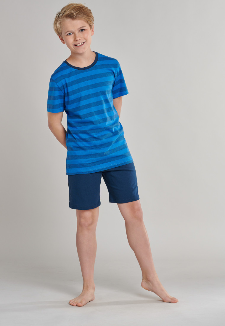 Pajamas short jersey crew neck striped royal blue - Surfer Style