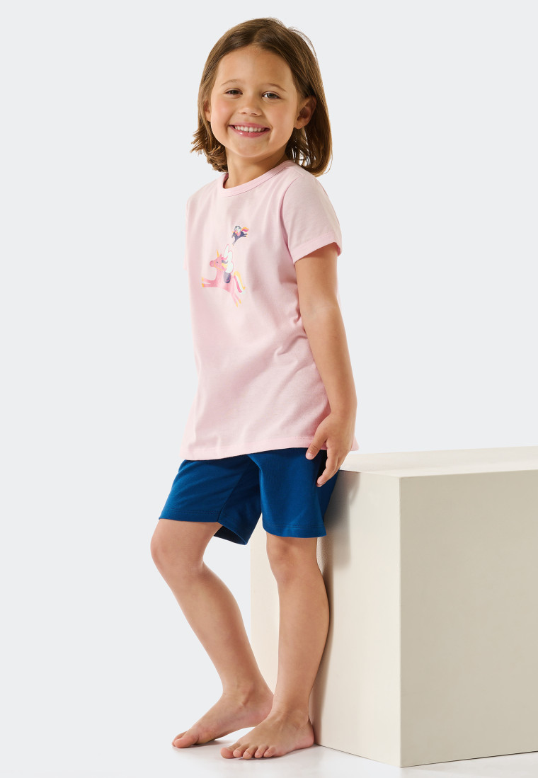 Schlafanzug kurz Organic Cotton Einhörner rosé - Girls World