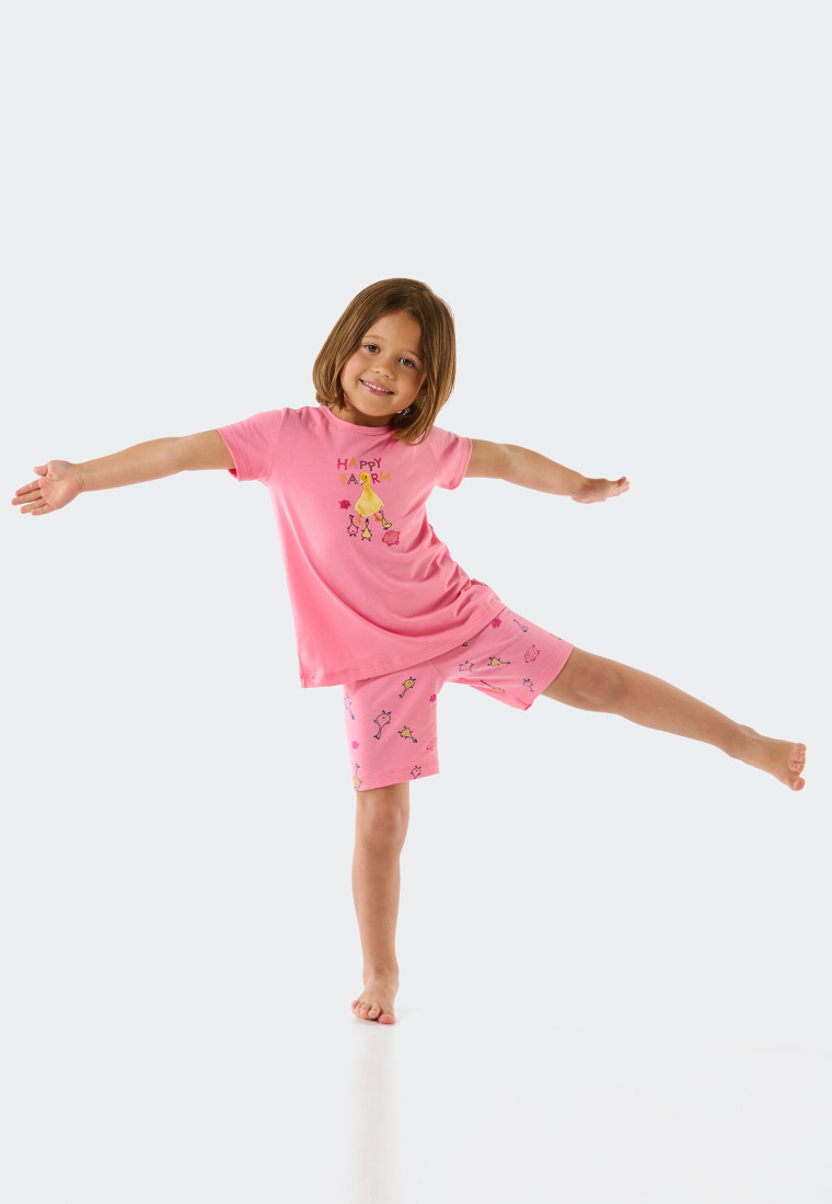 Schlafanzug kurz Organic Cotton Farm Küken pink - Girls World