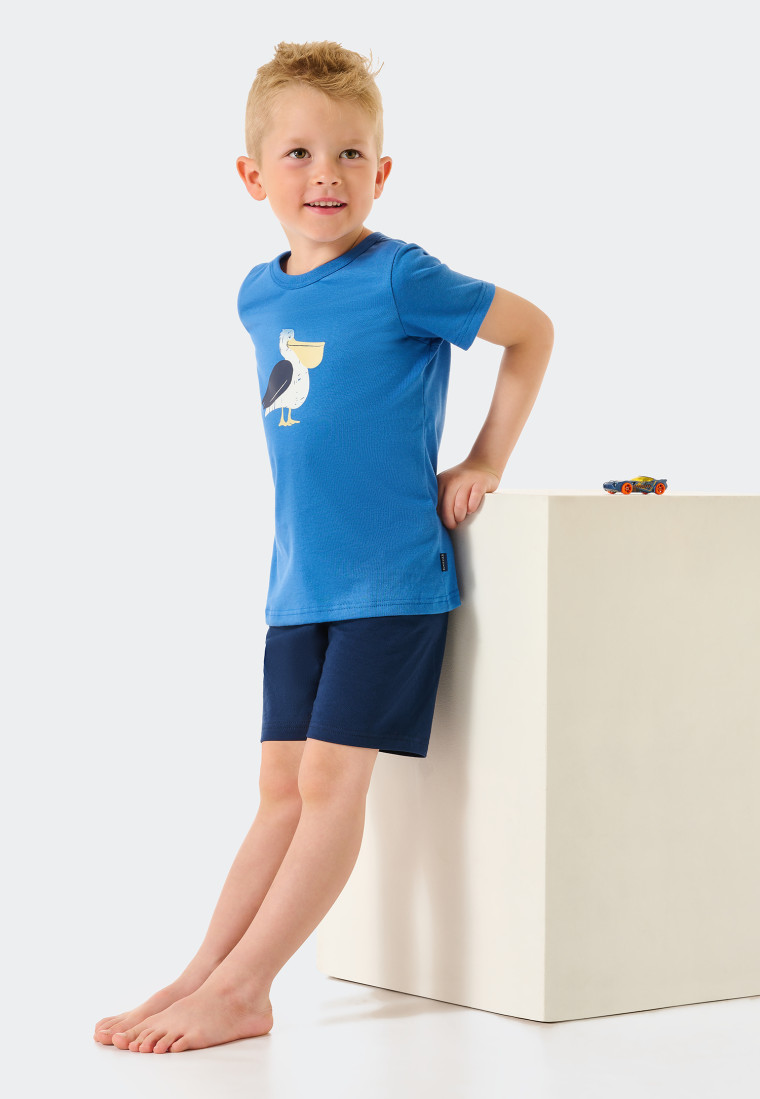 Schlafanzug kurz Organic Cotton Pelikan aqua - Natural Love
