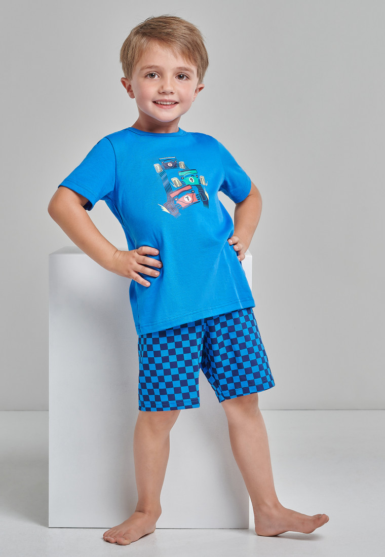Pyjama court Organic Cotton Voiture de course bleu - Boys World