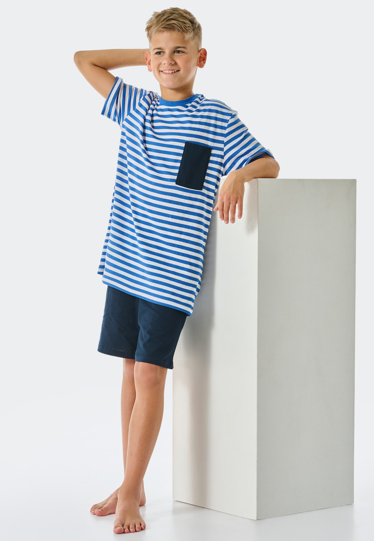 Pajamas short organic cotton stripes aqua – Aquatic Flow