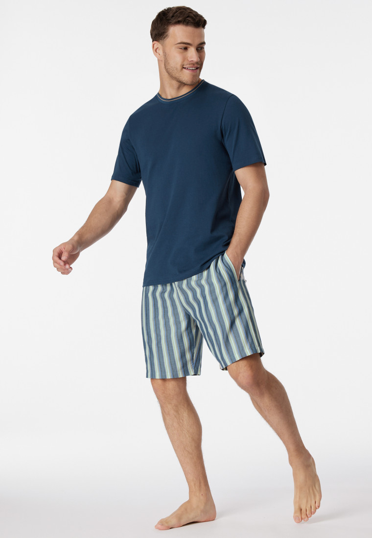 Pyjamas short Organic Cotton stripes admiral - Selected Premium