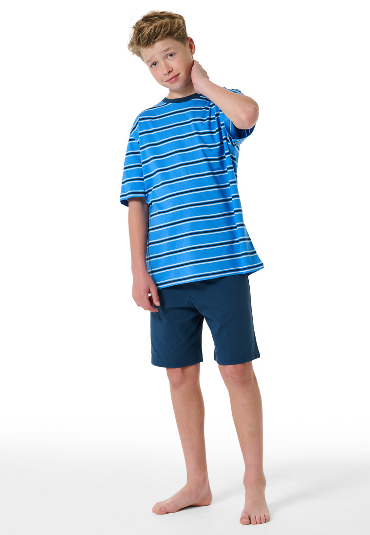 Schlafanzug kurz Organic Cotton Streifen aquarium - Nightwear