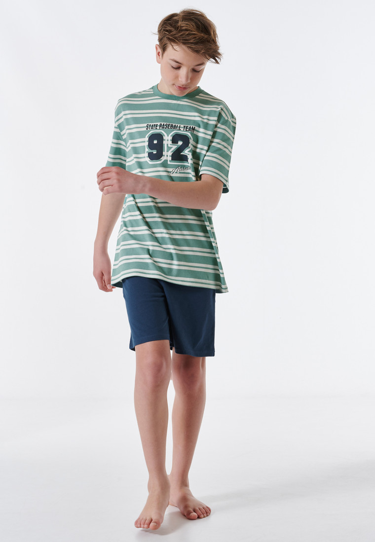 Pyjamas short Organic Cotton stripes Baseball mineral - Nightwear