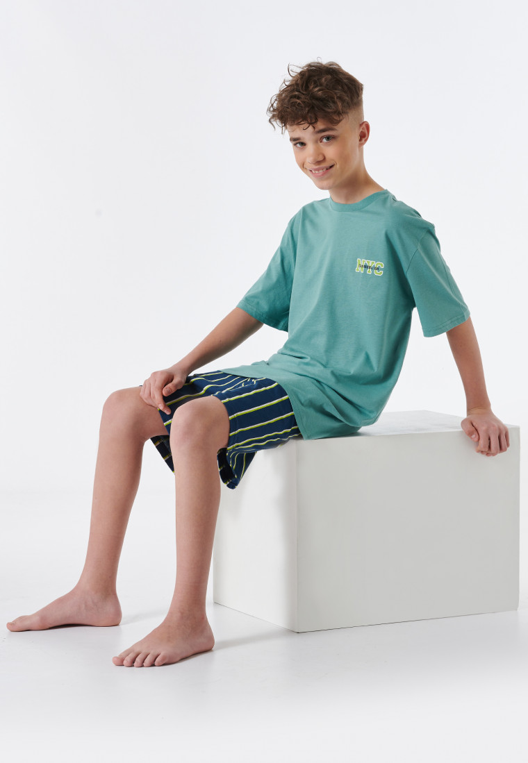 Schiesser Damen-Schlafanzug – Baumwoll-Pyjama Set Kurz, Bequem, Mit Kontrastnähten