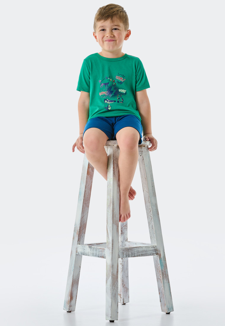 Pajamas short organic cotton animals comic dark green - Boys World