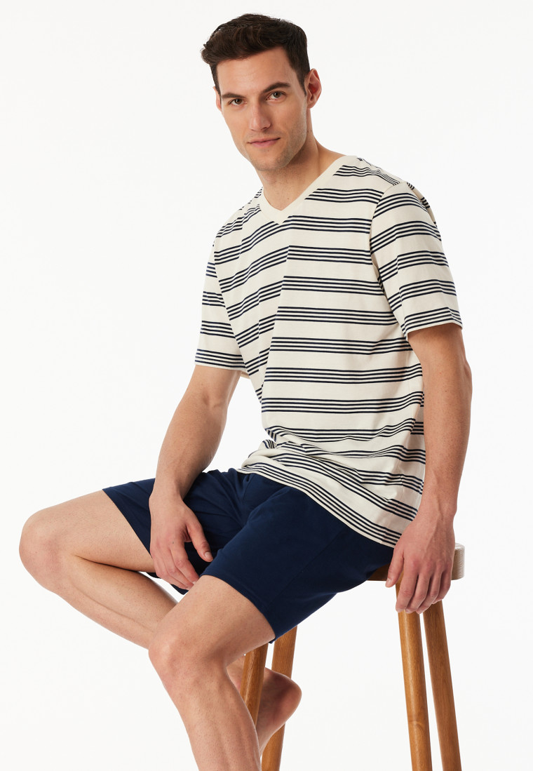 Short pyjamas striping lime white - Casual Nightwear