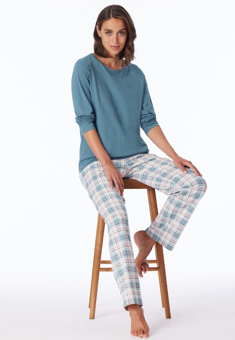 Pyjama long bleu-gris - Comfort Essentials