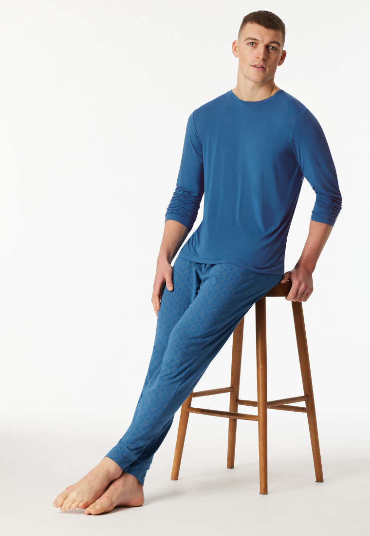 Long pyjamas with blue cuffs - Long Life Soft