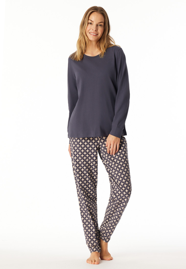 Pyjamas long pyjamas with graphite patterned cuffs - Comfort Essentials