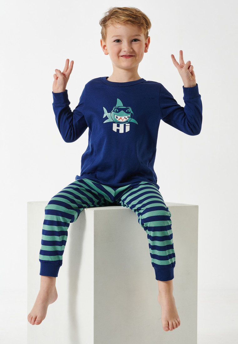 Pyjama lange manchet haai donkerblauw - Casual World