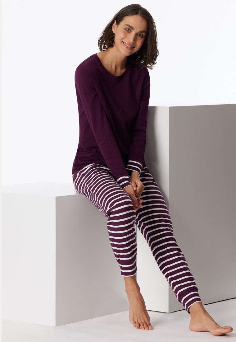 Pyjama longs bords-côtes prune - Casual Essentials