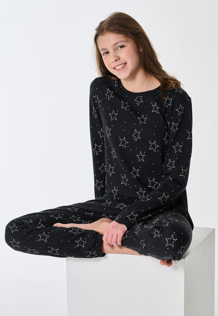 Pigiama lungo stelle nere - Teens Nightwear