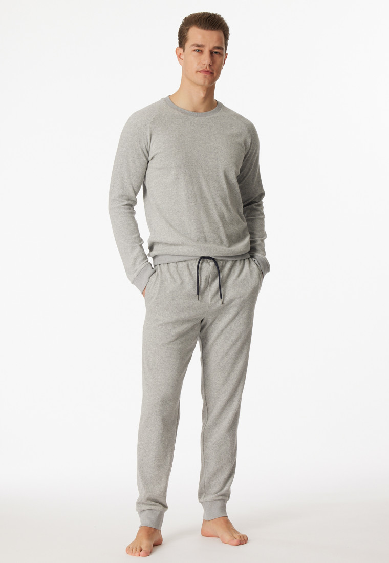 Schlafanzug lang Frottee Bündchen Warming - SCHIESSER Nightwear | grau-meliert