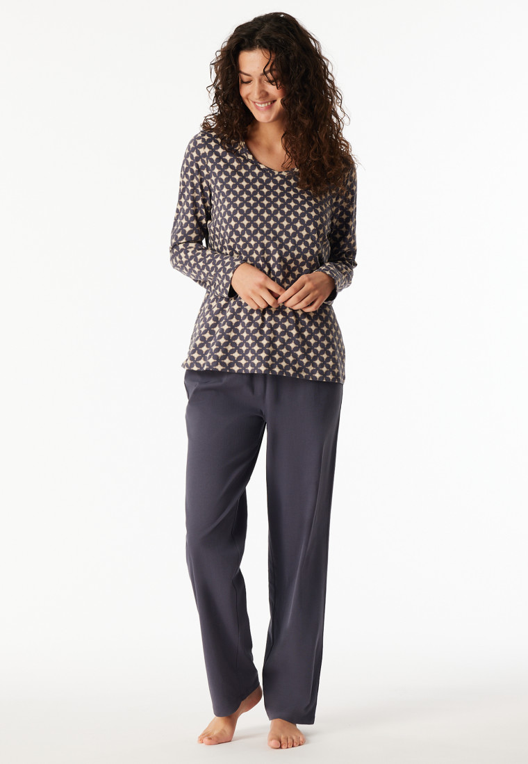 Lange pyjama met grafiet patroon - Comfort Essentials