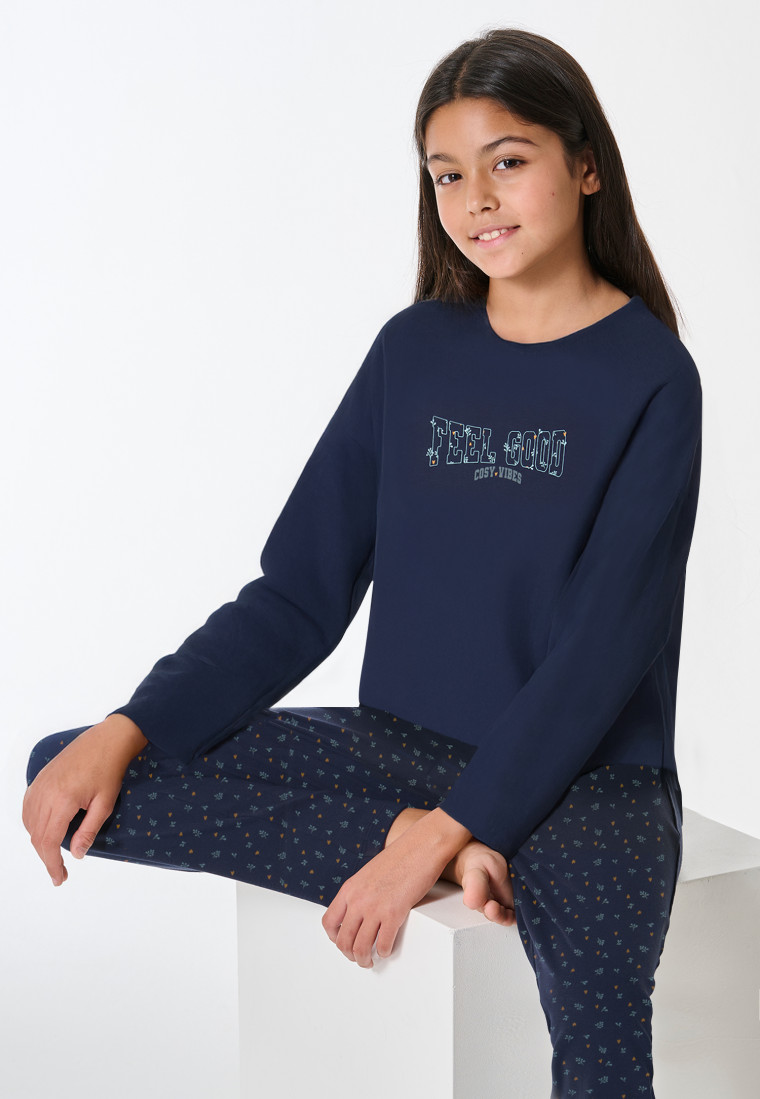 Pigiama lungo interlock blu scuro - Teens Nightwear