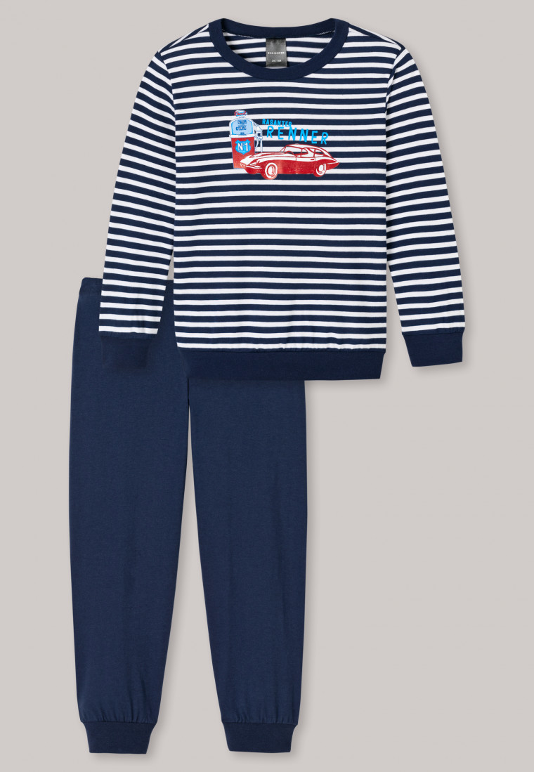 Pyjama long avec bandes de maintien bleu/blanc foncé - Race