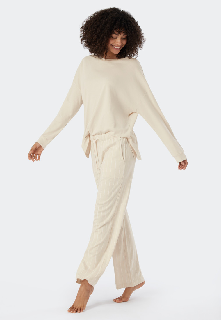 Schlafanzug lang Modal Oversized-Shirt sand - Modern Nightwear
