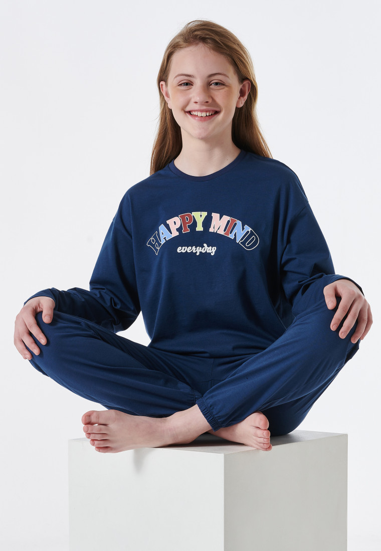 Pyjamas long Organic Cotton cuffs midnight blue - Nightwear