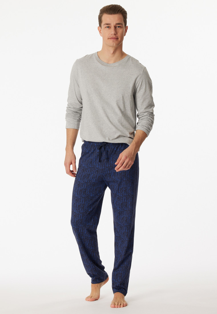 Pajamas long organic cotton heather gray patterned - Casual Nightwear