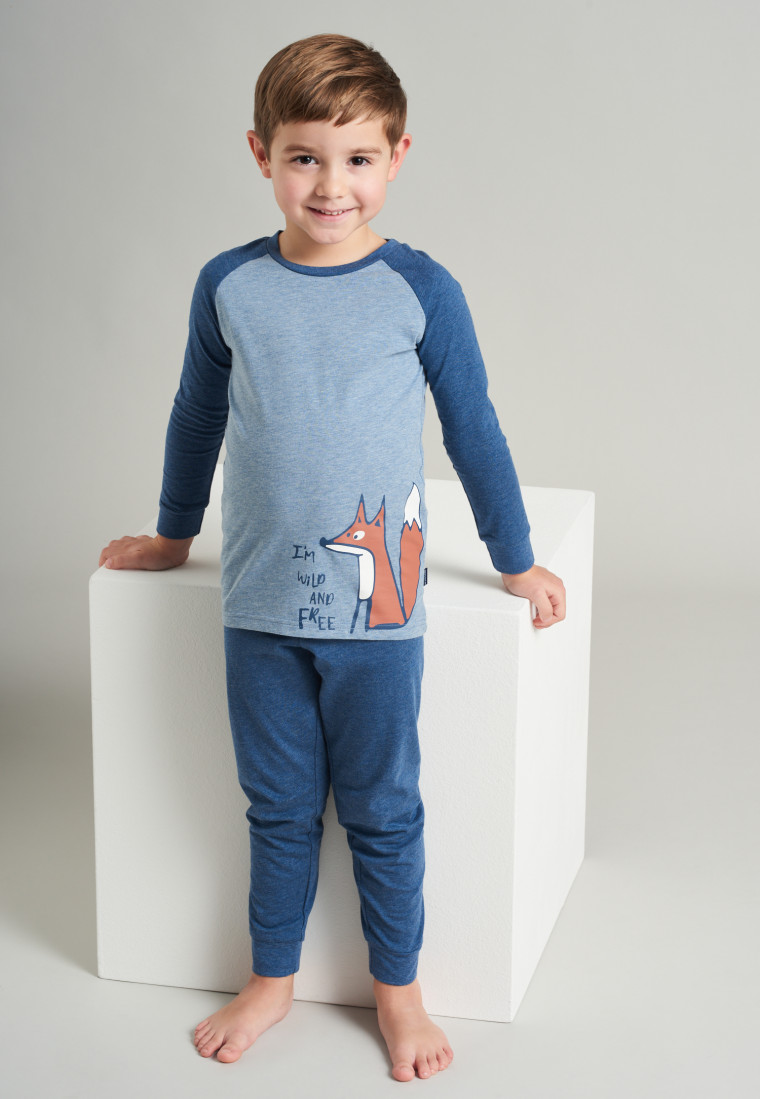 Pajamas long organic cotton natural dye cuffs raglan fox - Natural Love