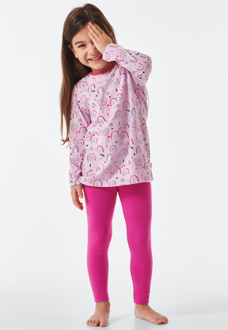 Lange pyjama biologisch katoen regenboog sterren lila - Girls World
