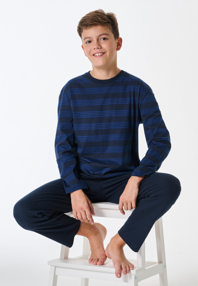 Lange pyjama streepjes nachtblauw - Teens Nightwear